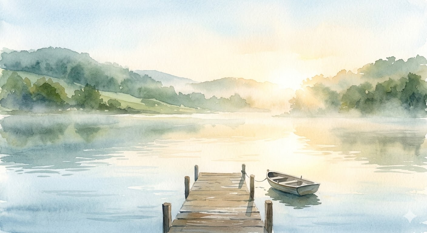 고요하고 평화로운 아침 호숫가