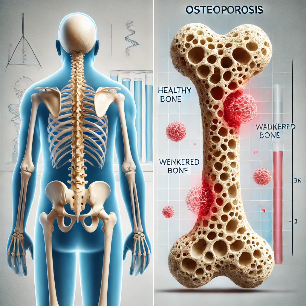 골다공증을 형상화한 뼈의 모습