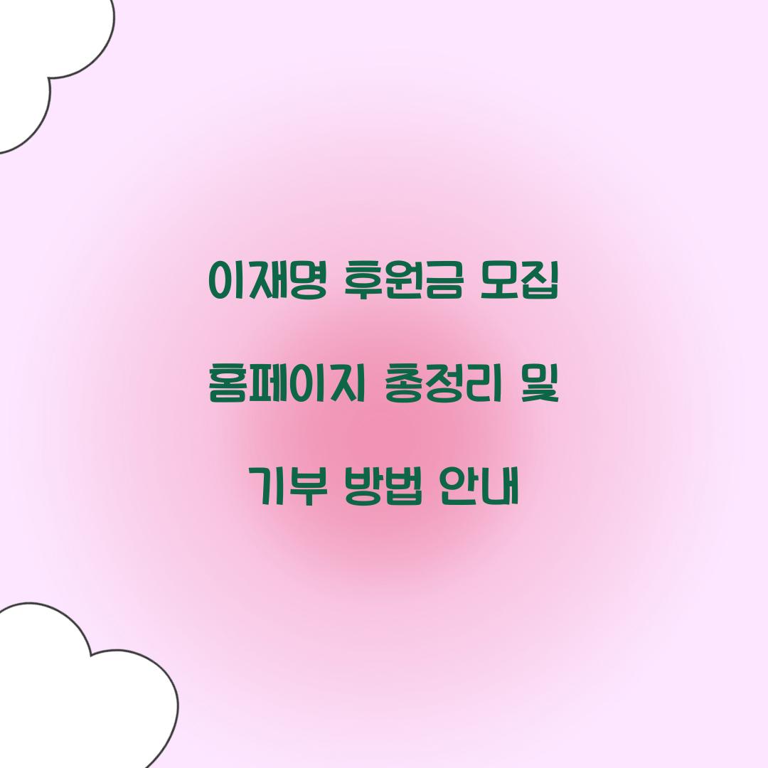 이재명 후원금 모집 홈페이지