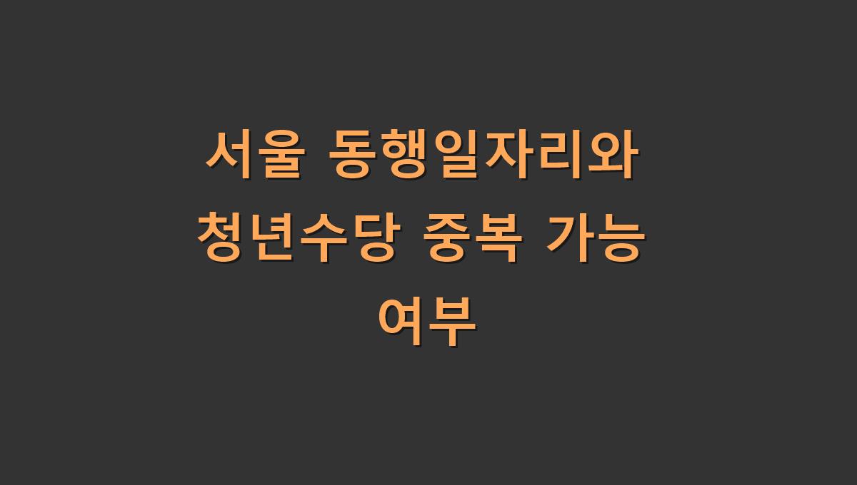 서울 동행일자리와 청년수당 중복 가능 여부