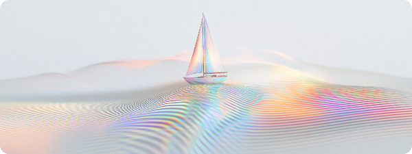holographic boat on a holographic sand dune