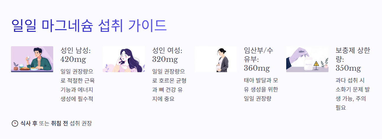 하루 섭취량 가이드라인 - 하루 권장량