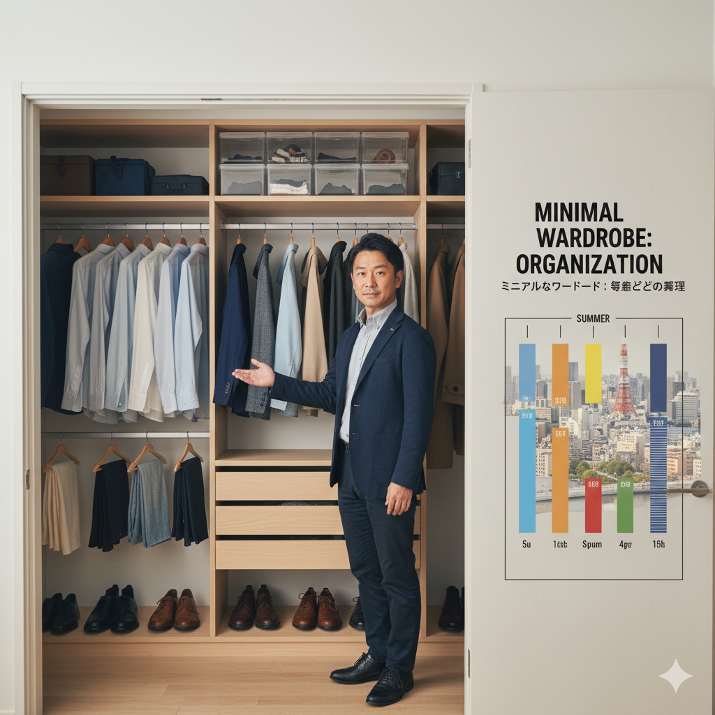 미니멀 옷장과 계절별 정리 구성 예시 (이미지 생성:google)