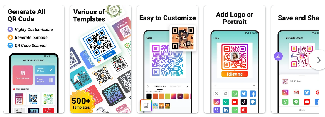 QR Code Generator Pro 기능