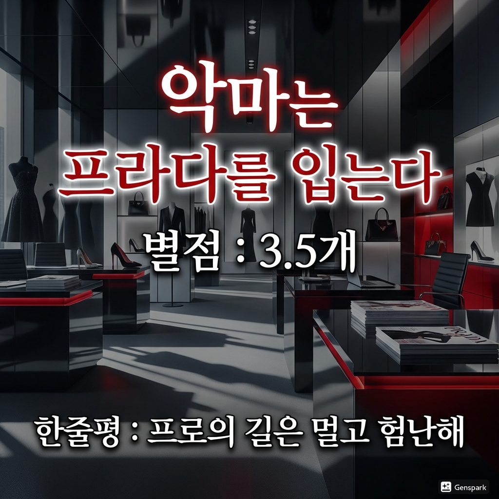 패션 잡지 사무실을 상징화한 배경이미지
영화제목, 별점, 한줄평이 삽입된 이미지