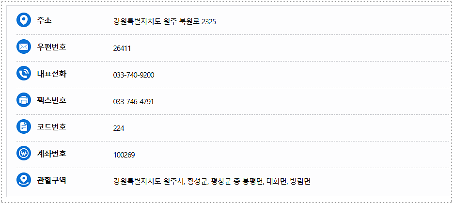 대표전화 및 민원실 전화번호