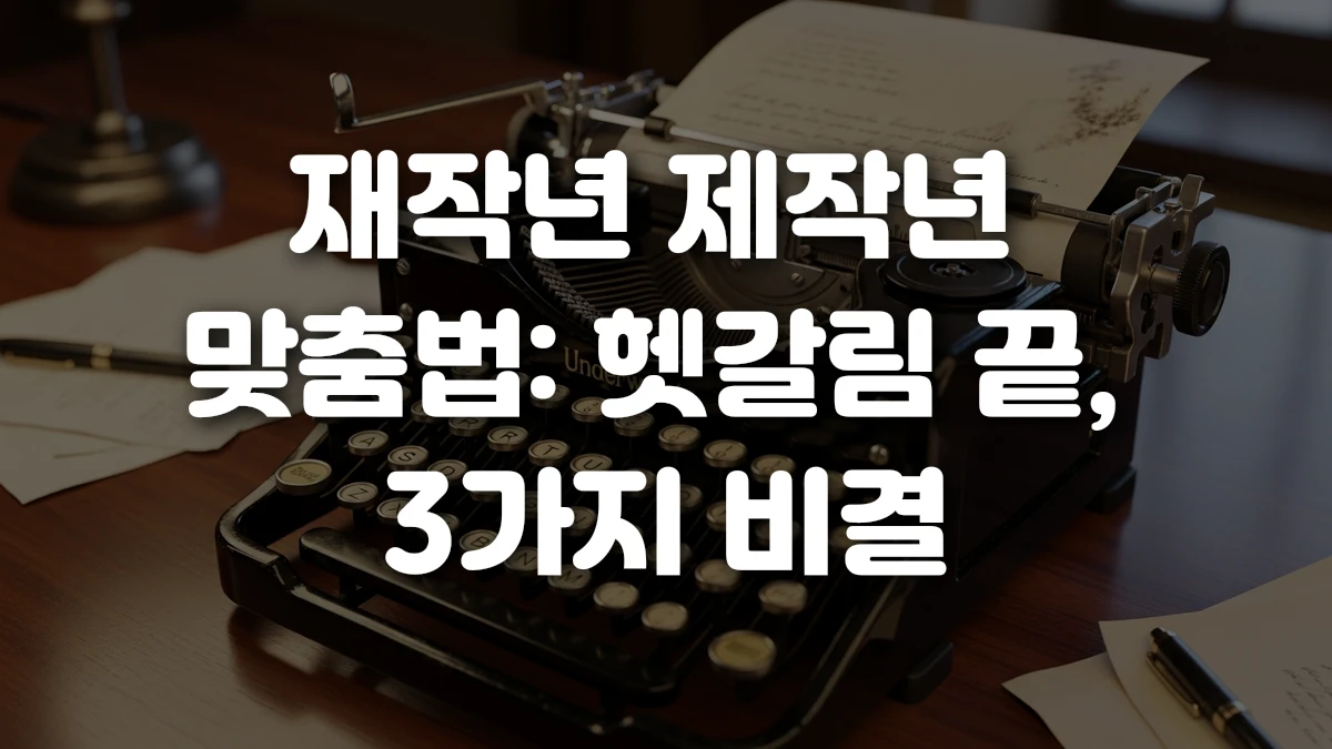 재작년 제작년 맞춤법 헷갈림 끝 3가지 비결
