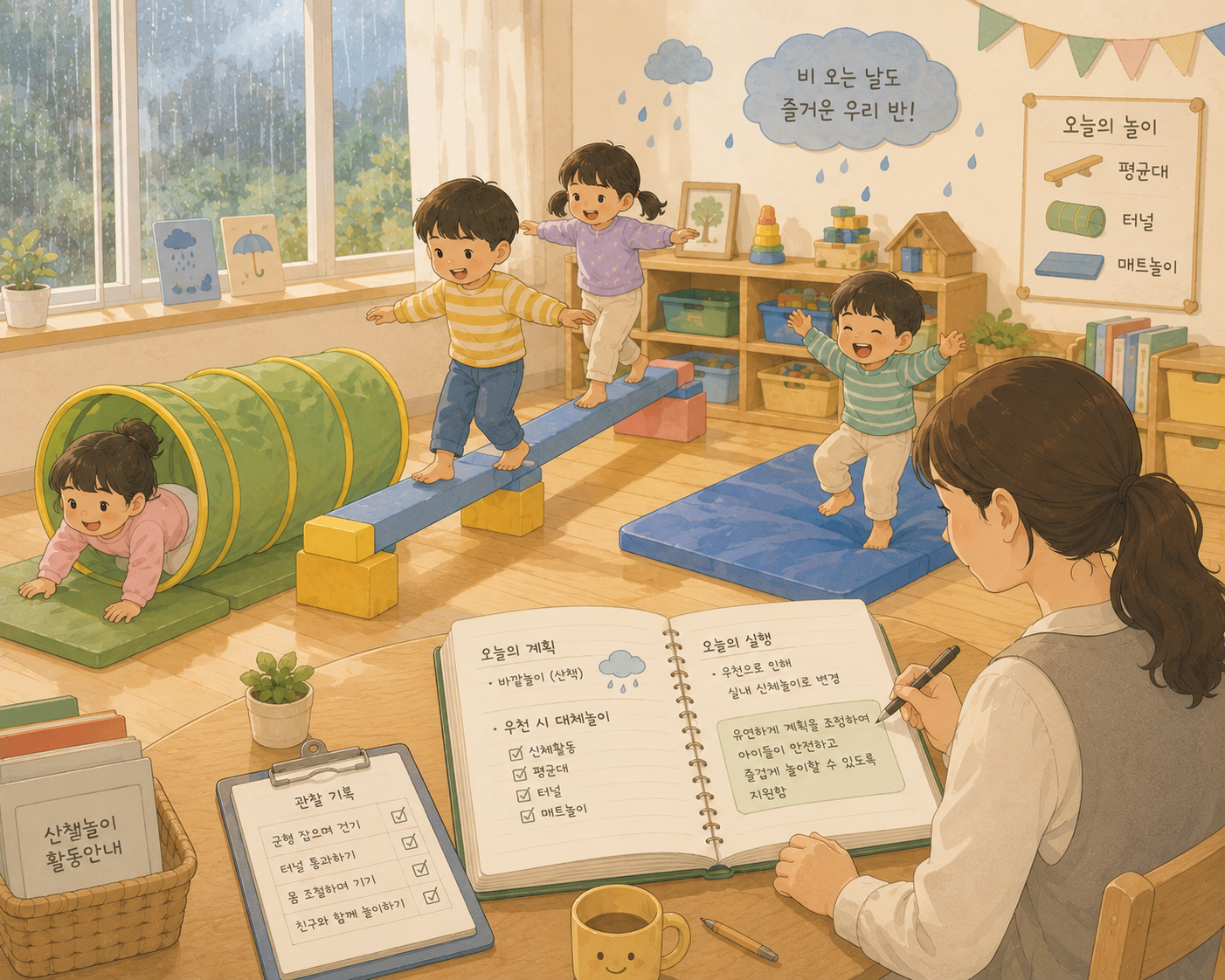 비 오는 날의 즐거운 놀이시간