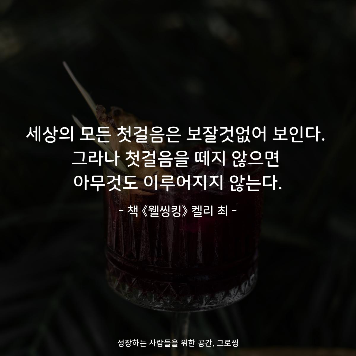 세상의 모든 첫걸음은 보잘것없어 보인다.
그라나 첫걸음을 떼지 않으면
아무것도 이루어지지 않는다.