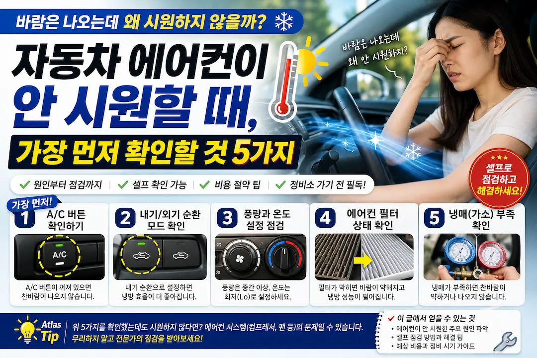 자동차 에어컨이 안 시원할 때, 확인, 해결방법