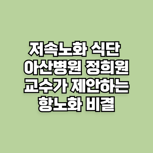 저속노화 식단: 아산병원 정희원 교수가 제안하는 항노화 비결