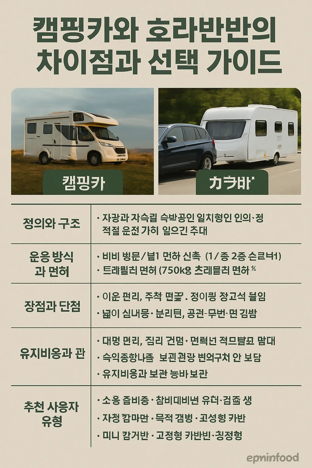 캠핑카와 카라반의 차이점