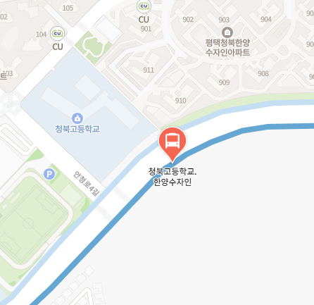 청북고.한양수자인에서 인천공항 리무진 공항버스(8822번) 지도 위치