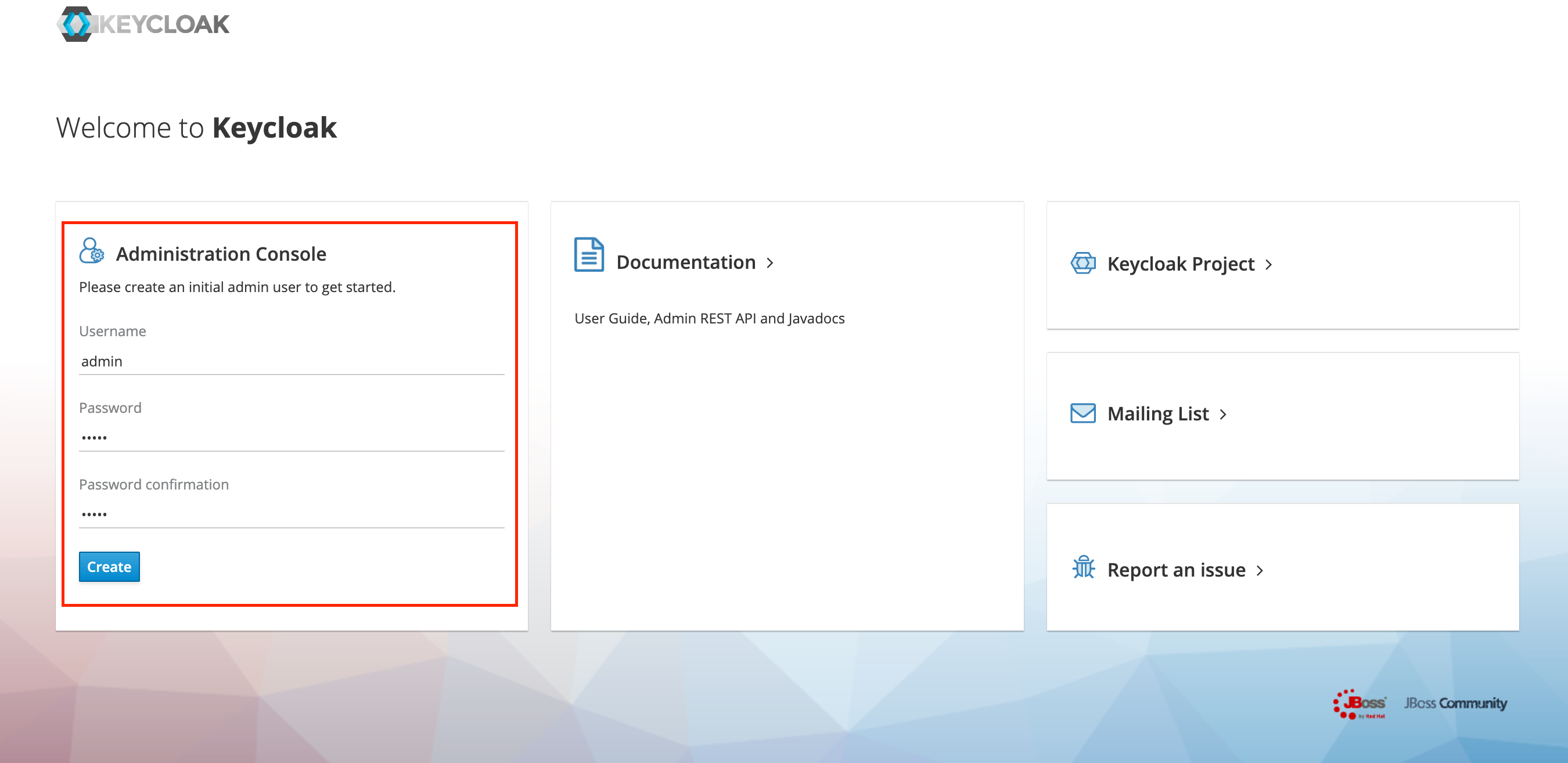 Keycloak Admin 계정 생성