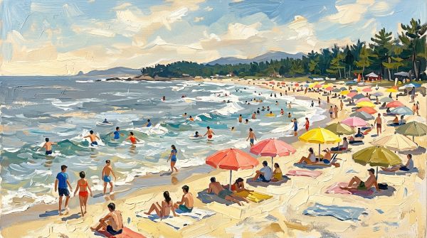 경포대 해수욕장 여름 풍경