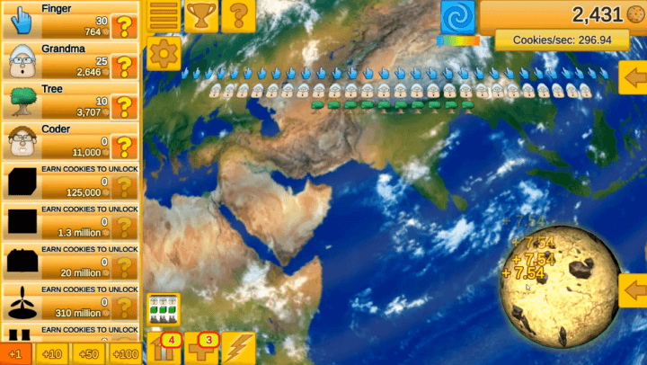 거대-쿠키를-클릭하여-더-많은-쿠키를-모으는-화면
