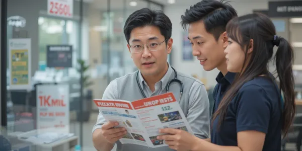 운전면허학원 비용 상담을 받고 있는 장면