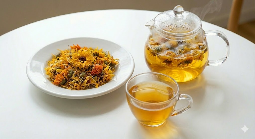 시금치의 4배에 달하는 루테인과 지아잔틴 성분으로 황반변성을 예방하고 시력을 보호하는 강력한 눈 영양제 마리골드 꽃차