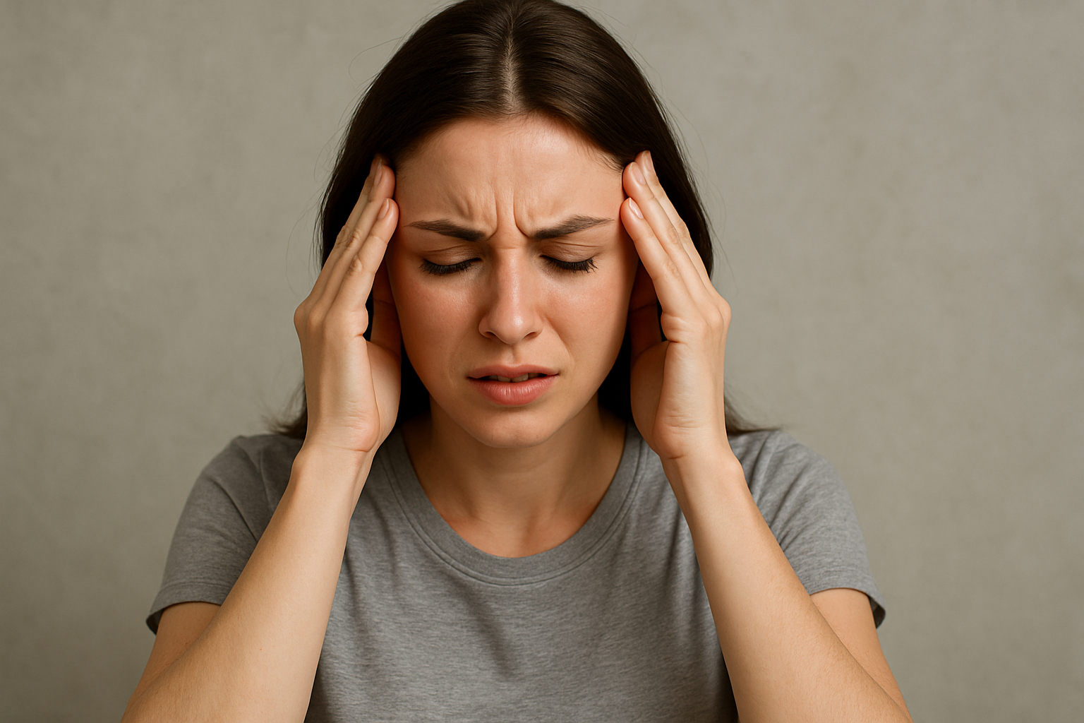 두통 있는 여성 관련 사진