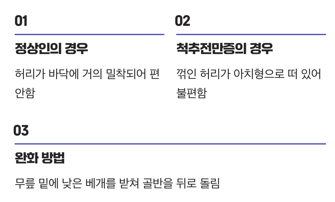 누웠을 때 허리 밑에 뜨는 공간