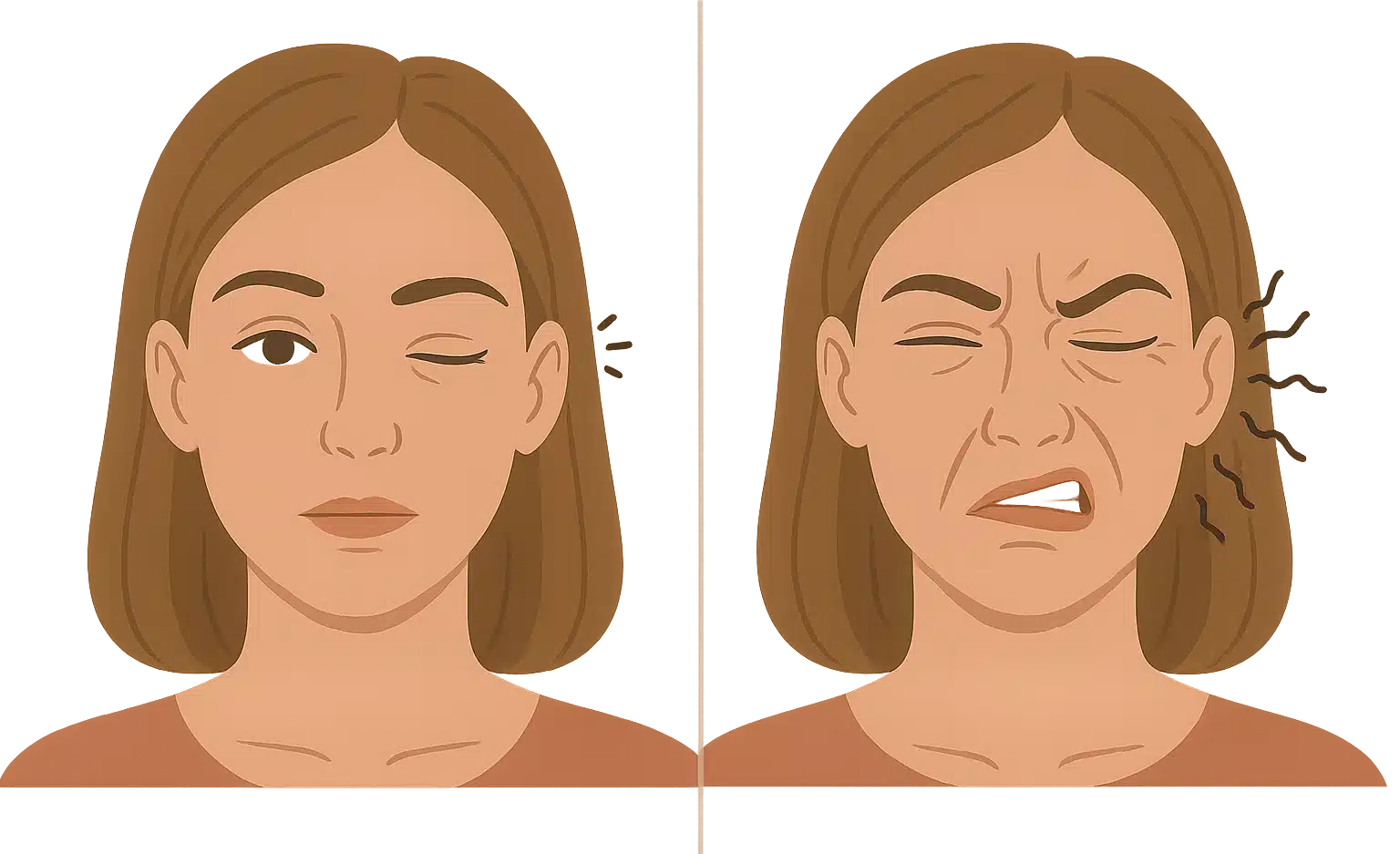 눈꺼풀 떨림과 안면경련 비교, 눈 주위 작은 떨림 vs 얼굴 전체 근육 수축