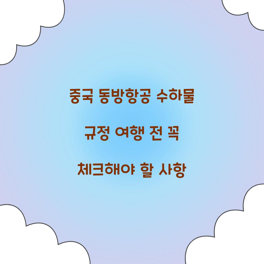 중국 동방항공 수하물 규정 여행 전 꼭 체크해야 할 사항 