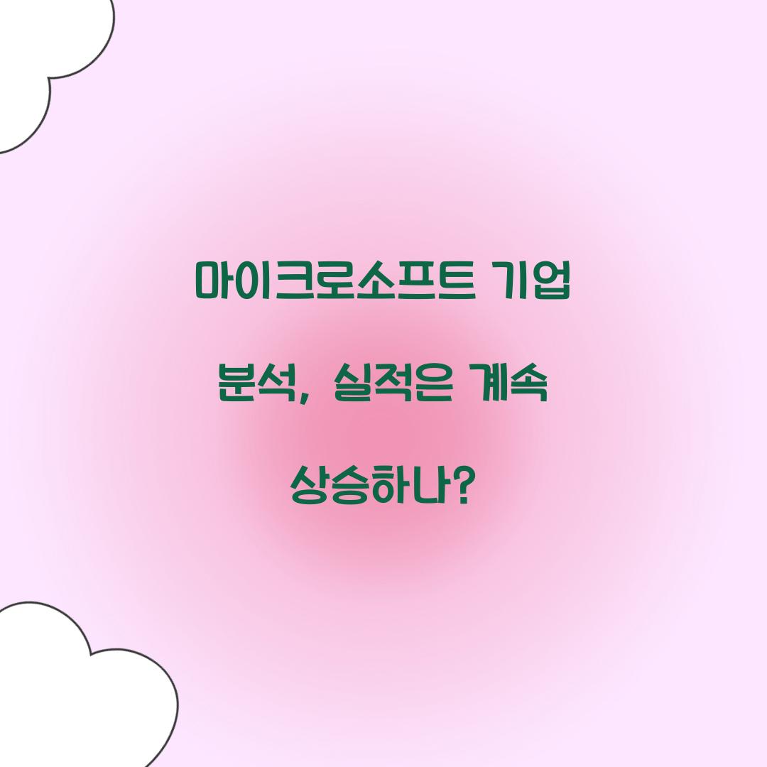 마이크로소프트 기업 분석