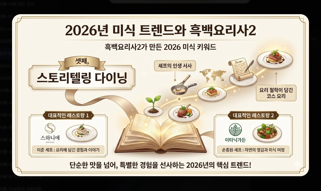 흑백요리사2 레스토랑 2026년 예약 완벽 가이드