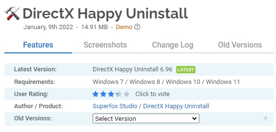 DirectX-Happy-Uninstall