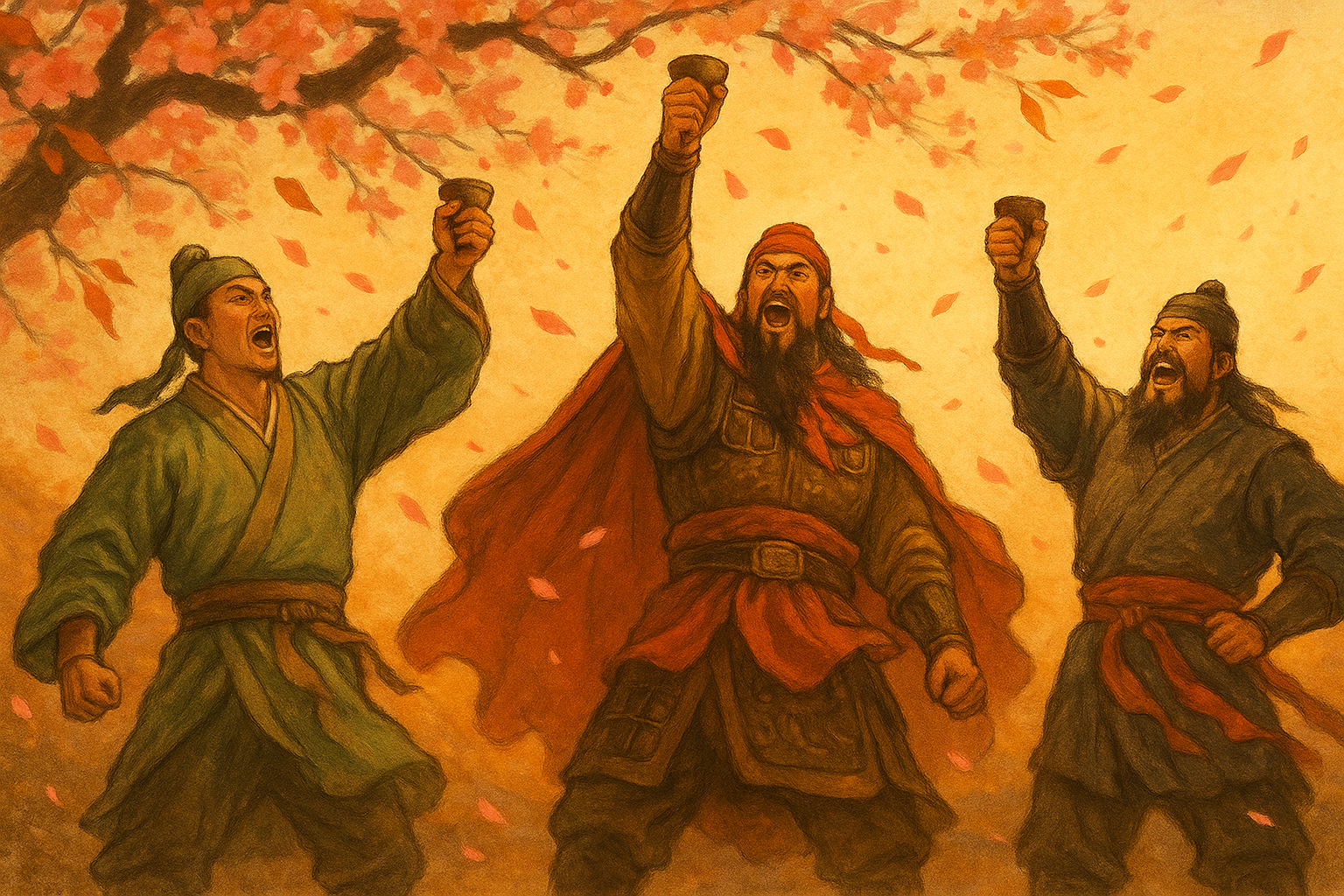 유비 관우 장비 도원결의 맺는 모습