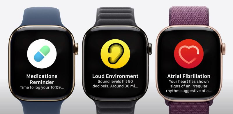 애플워치10의 정면사진이 3개 나열되어 있음