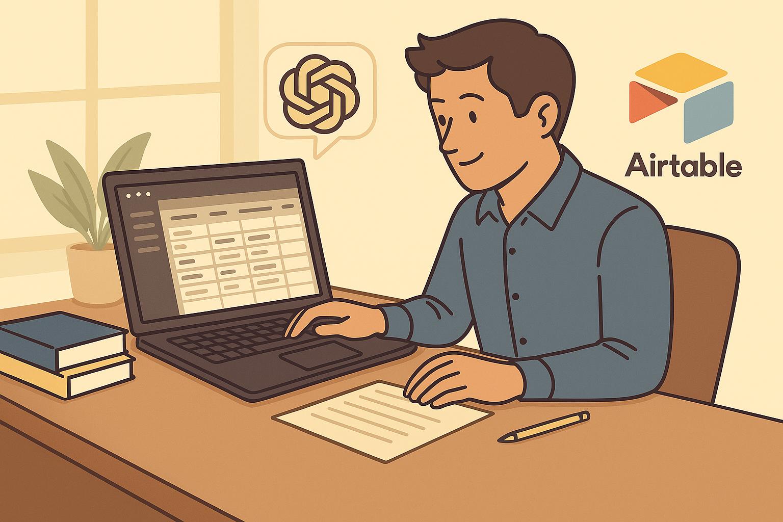챗GPT와 에어테이블로 업무 데이터 자동 관리하는 모습
