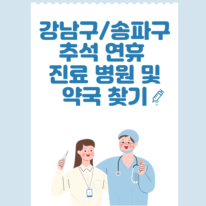 강남구/송파구 추석 연휴 진료 병원 및 약국 찾기