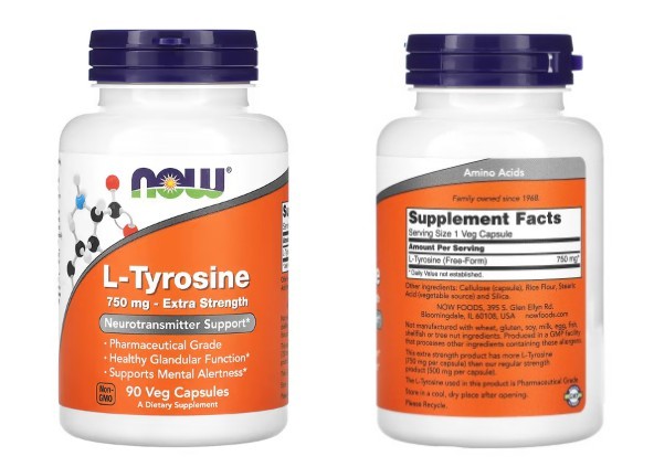 NOW Foods, L-티로신, 엑스트라 스트렝스, 750mg, 베지 캡슐 90정