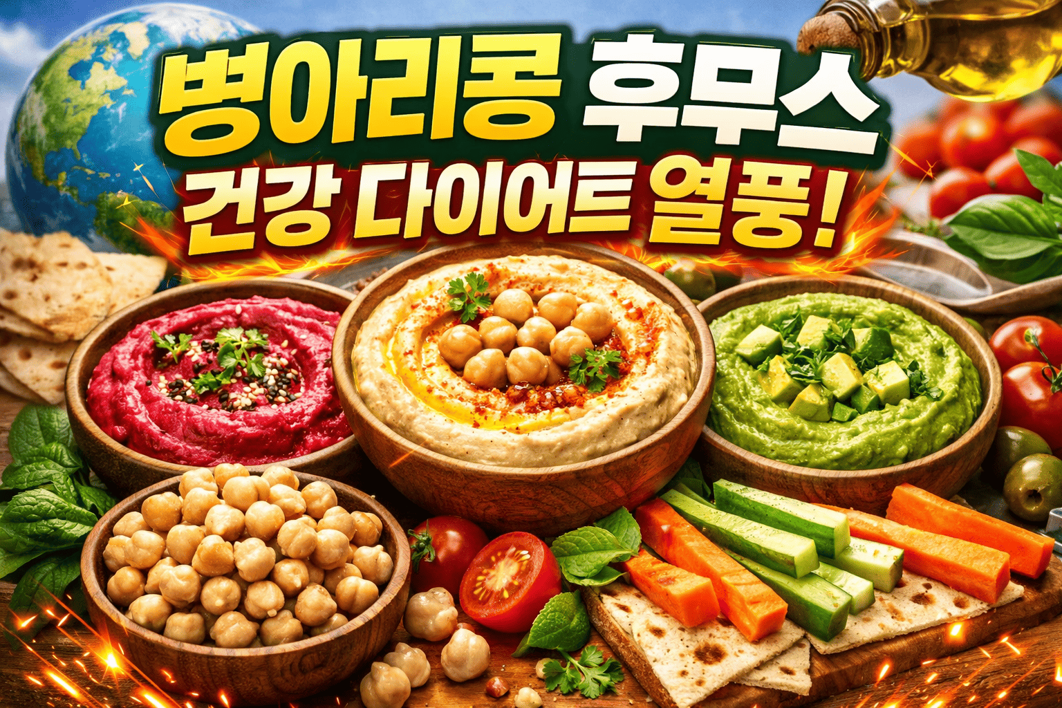 병아리콩 후무스 최신 트렌드 (건강식, 다이어트, 식단)