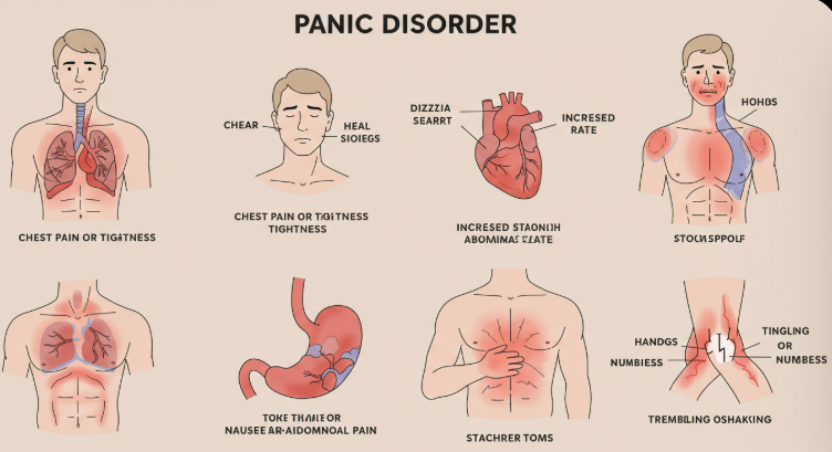 공황장애의 신체적 증상을 설명하는 인포그래픽