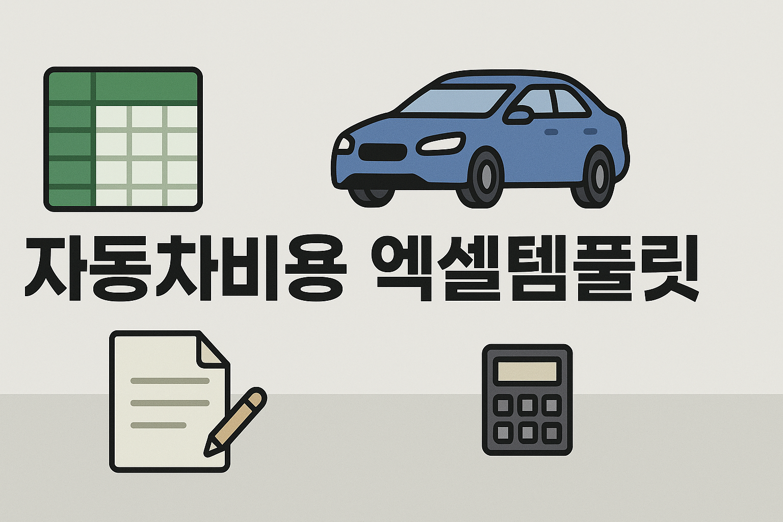 연간 자가용 유지비를 관리하는 엑셀 템플릿 화면과 자동차 비용 항목이 정리된 인포그래픽