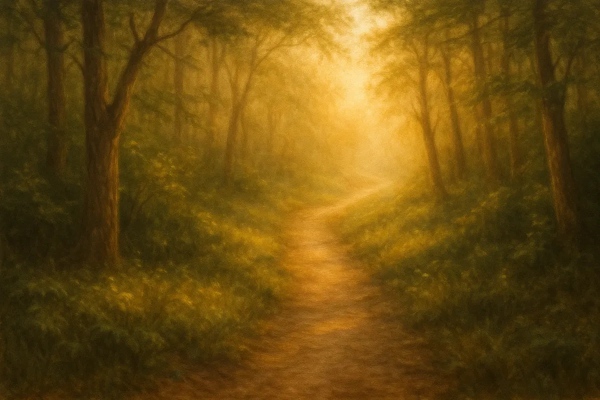 햇살 비치는 숲속 오솔길