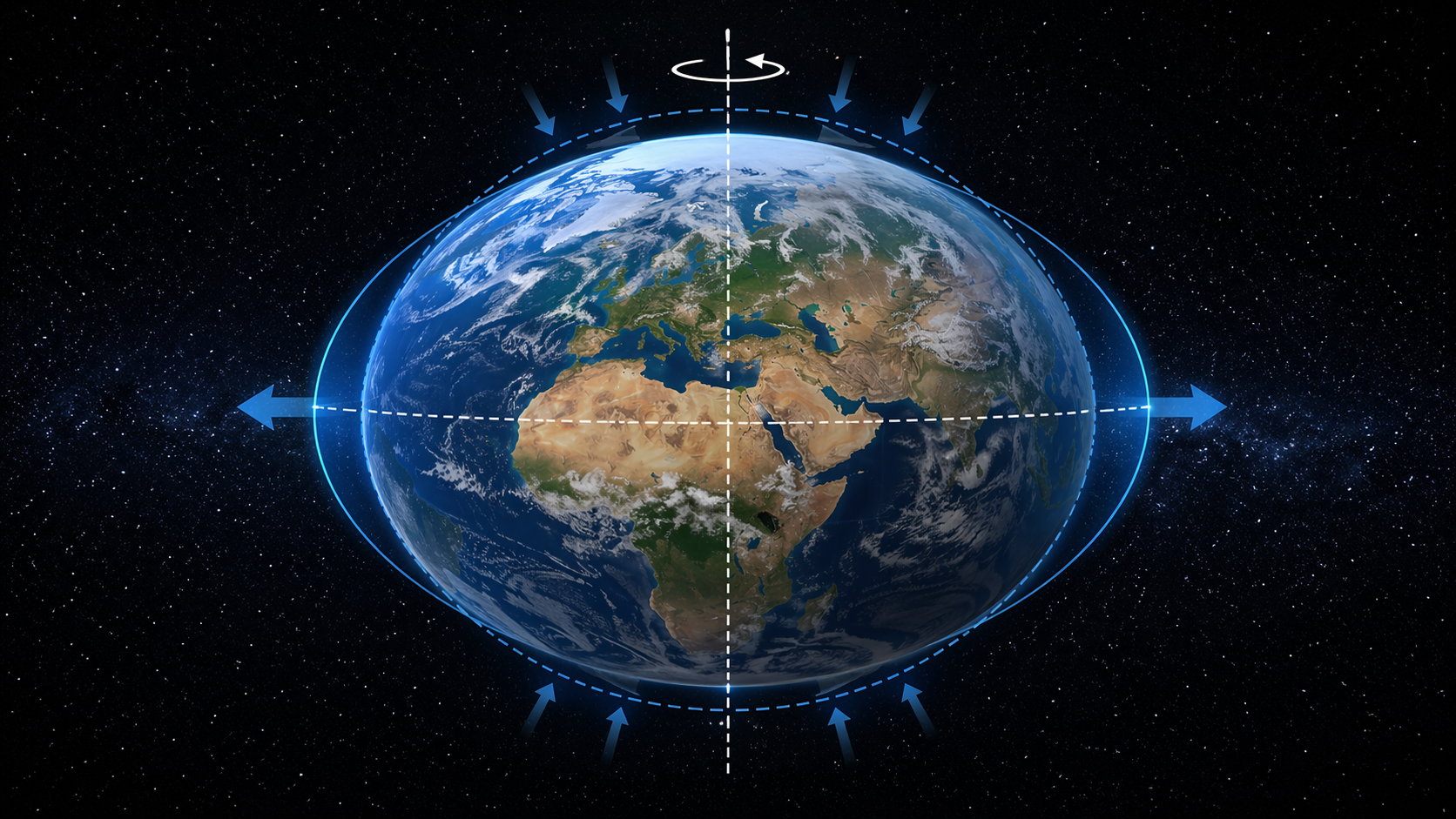 지구는 왜 완벽한 구가 아니라 약간 납작할까? (자전의 영향, 적도가 불룩해지는 이유, 극지방이 조금 눌린 형태)