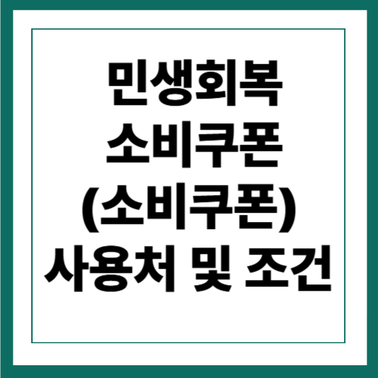 **민생회복 소비쿠폰(소비쿠폰)**의 사용처 및 조건