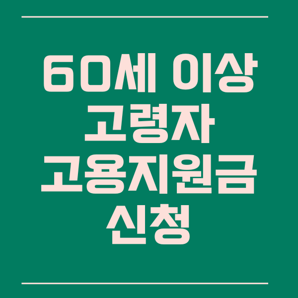 60세이상고용지원금신청