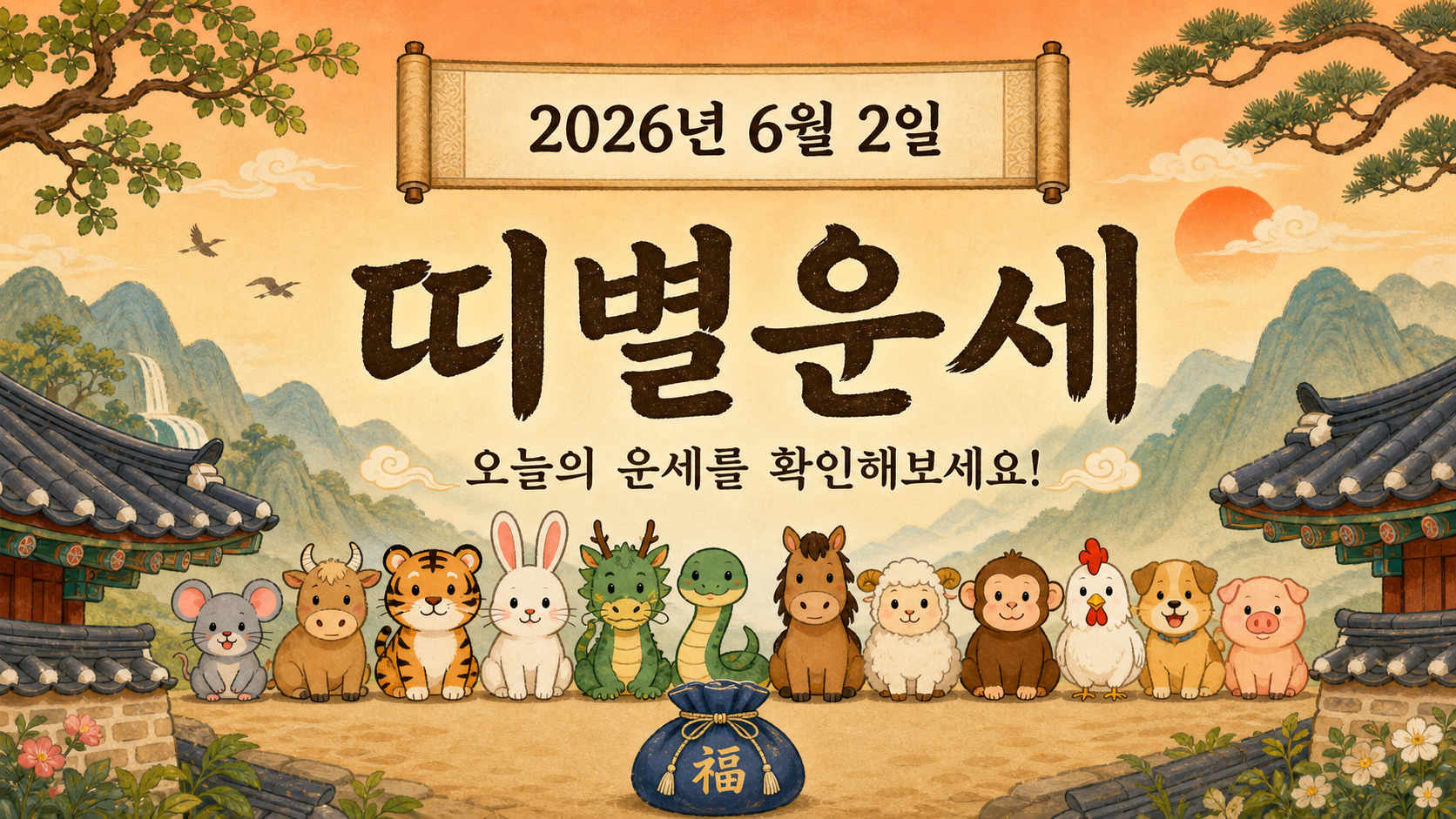 2026년 6월 2일 띠별운세 무료 보기 만세력 2D 이미지
