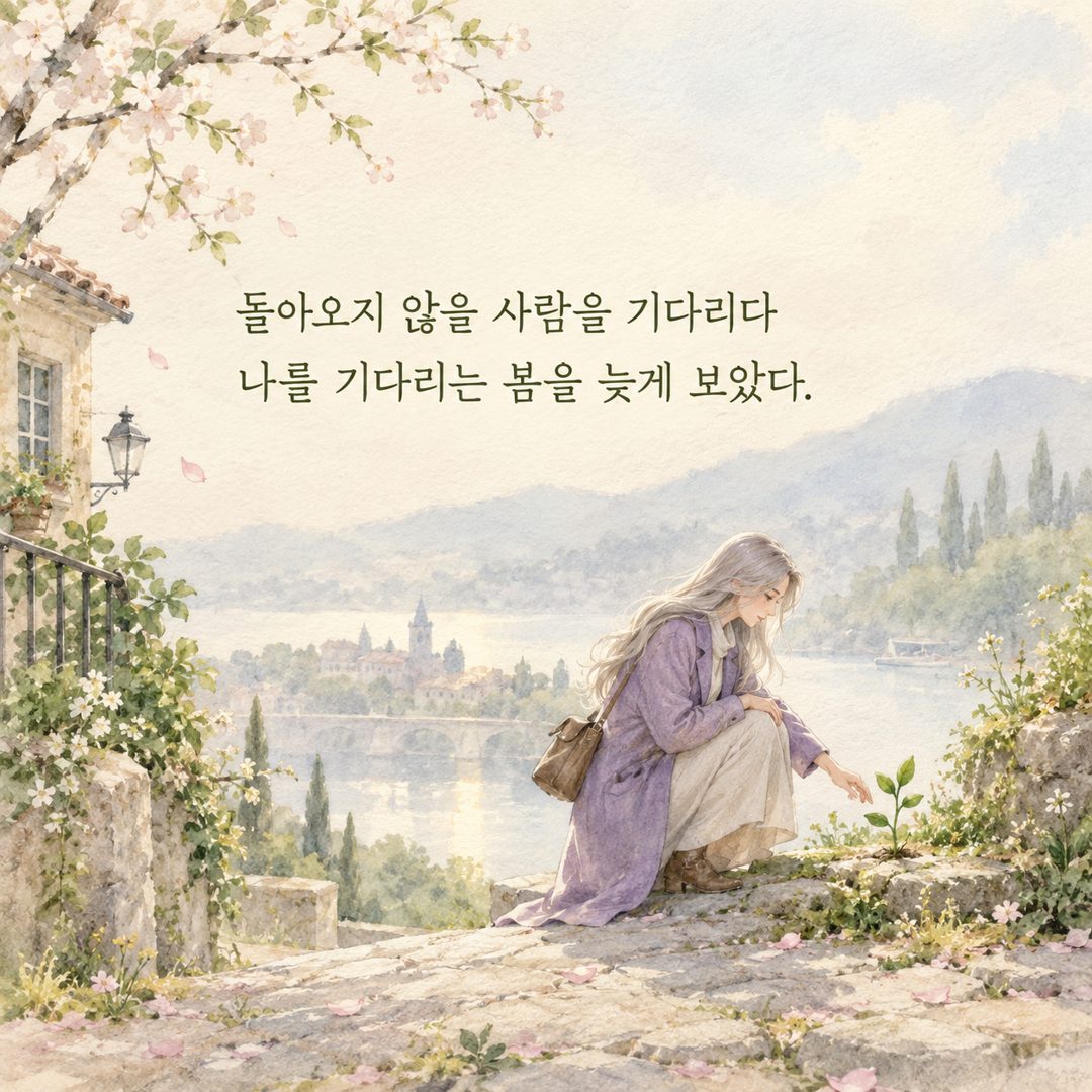 돌아오지 않을 사람을 기다리다 나를 기다리는 봄을 늦게 보았다.