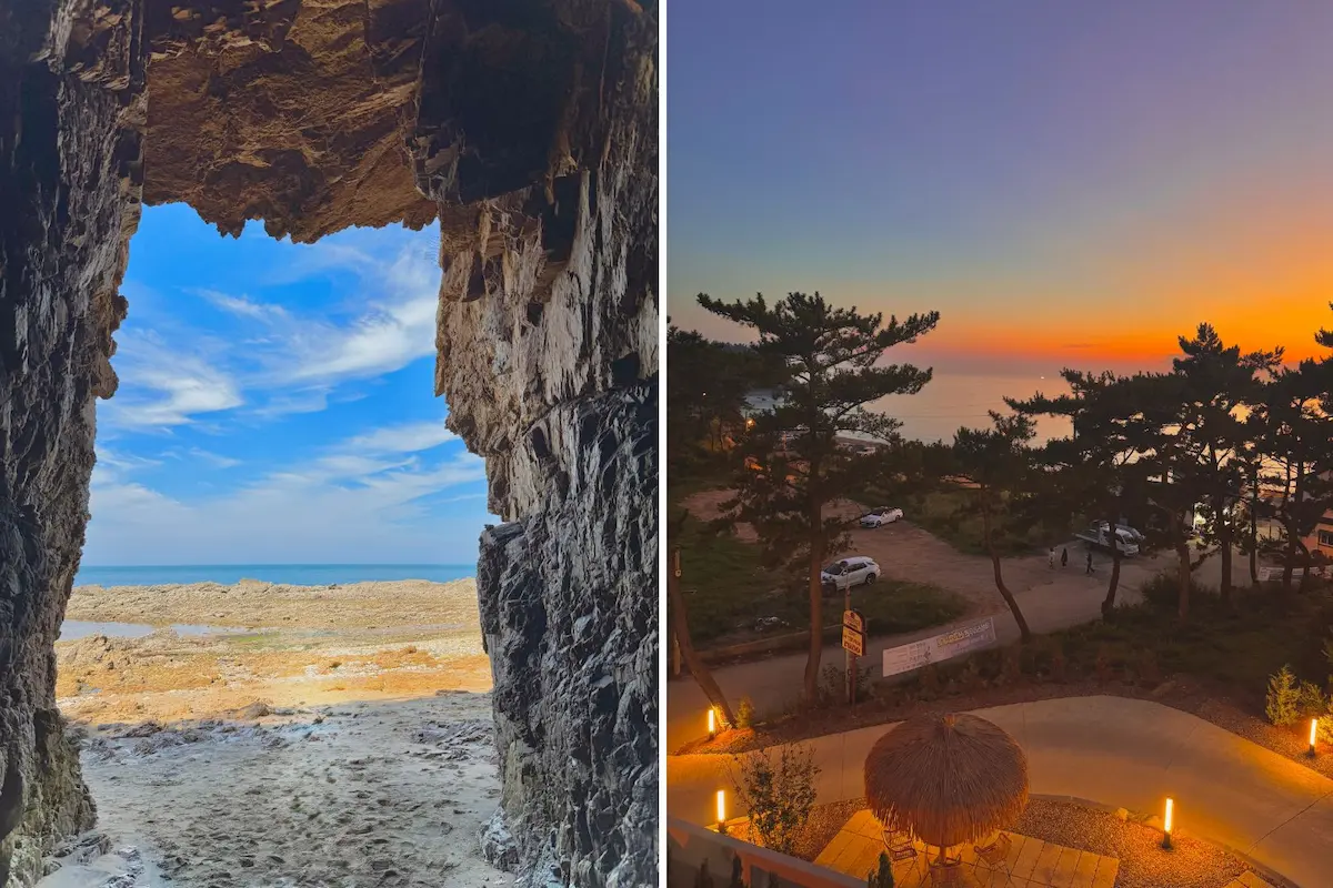 태안 해식동굴과 노을풍경