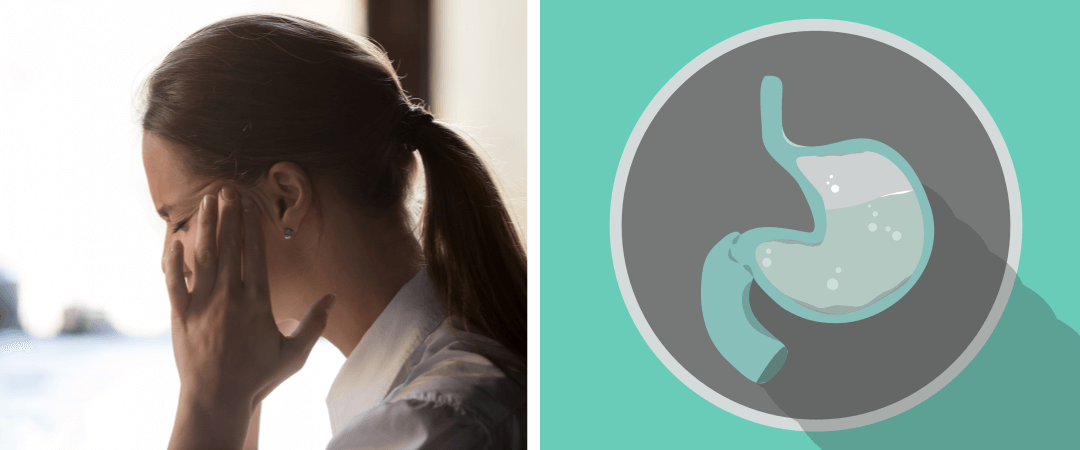 빈혈로 어지러워하는 여자&#44; 위장 사진