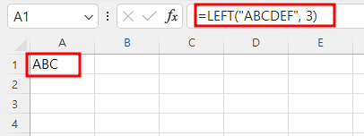 엑셀 LEFT함수 예제
