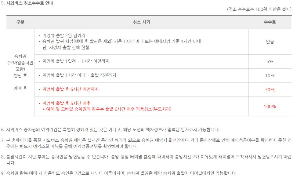 대구 김해공항 리무진 버스 취소 수수료