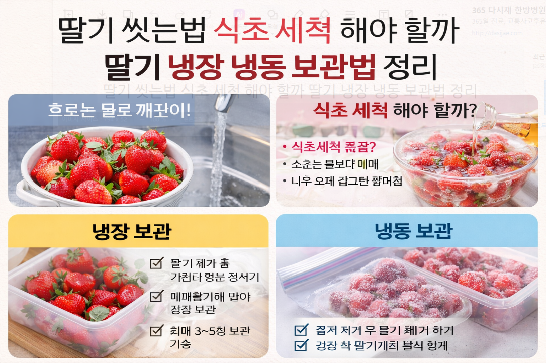 딸기 씻을 때 식초세척 꼭 해야 할까? 보관법까지 3분 정리