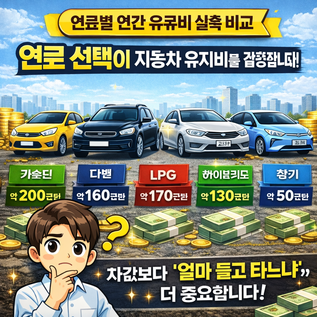 연료별 연간 유류비 실측 비교