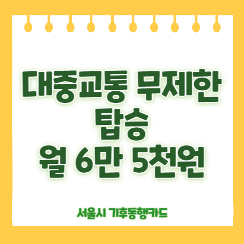 서울시 기후동행카드 월 6만 5천원 대중교통 무제한 탑승